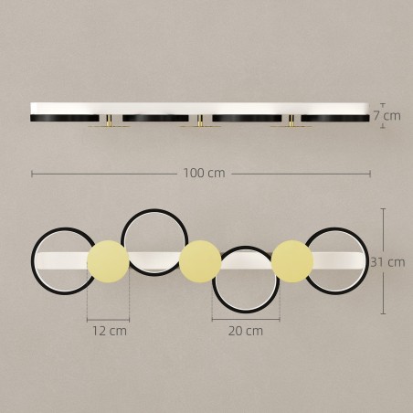 LED-laevalgusti 38 W, puldiga, 3000–6500 K, must-kuldne
