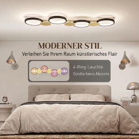 LED-laevalgusti 38 W, puldiga, 3000–6500 K, must-kuldne