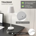 USB-laetav metallist laualamp 3 valgusvärvi ja puutelülitiga, valge