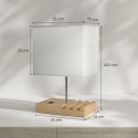 Öölamp USB-pesade, puidust aluse ja panipaikadega, valge