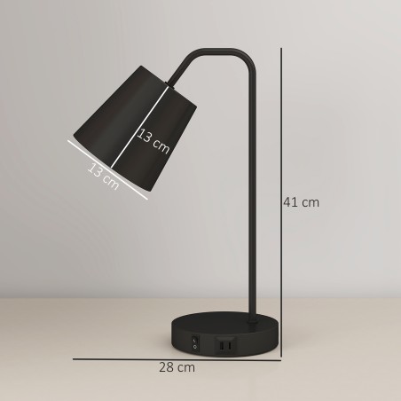 Kahe USB-A ja USB-C ühendusega laualambi komplekt, must
