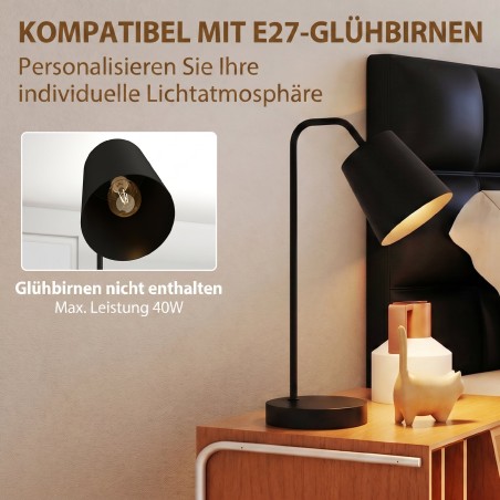 Kahe USB-A ja USB-C ühendusega laualambi komplekt, must