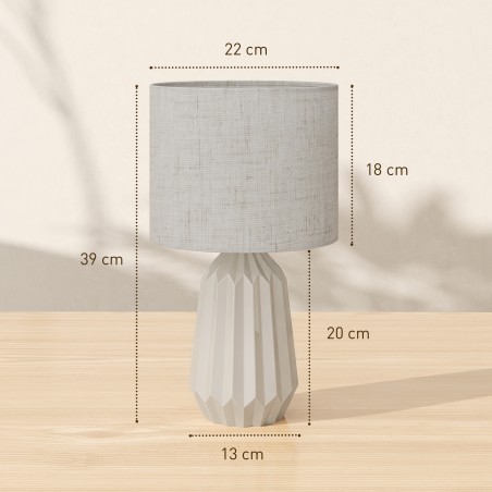 Linase varjuga laua- ja öölamp, klahvlüliti, 22 × 22 × 39 cm, beež