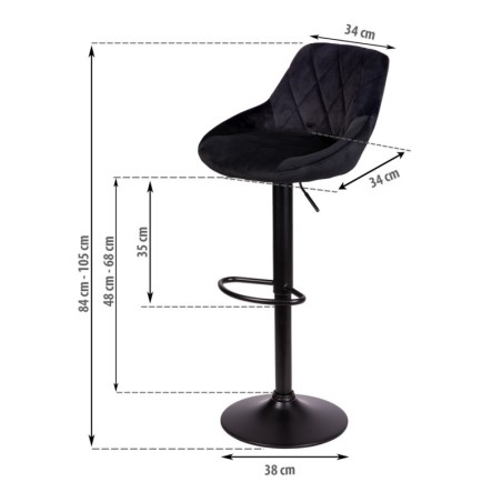 Baaritool nerra seljatoega, must musta alusega | FreshDesign.ee