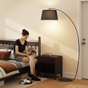 Kaarjas metallist põrandalamp riidekupli ja ümara alusega, must, 105 × 47 × 190 cm