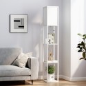 Riiulitega puidust põrandalamp 26 × 26 × 160 cm, pirnita