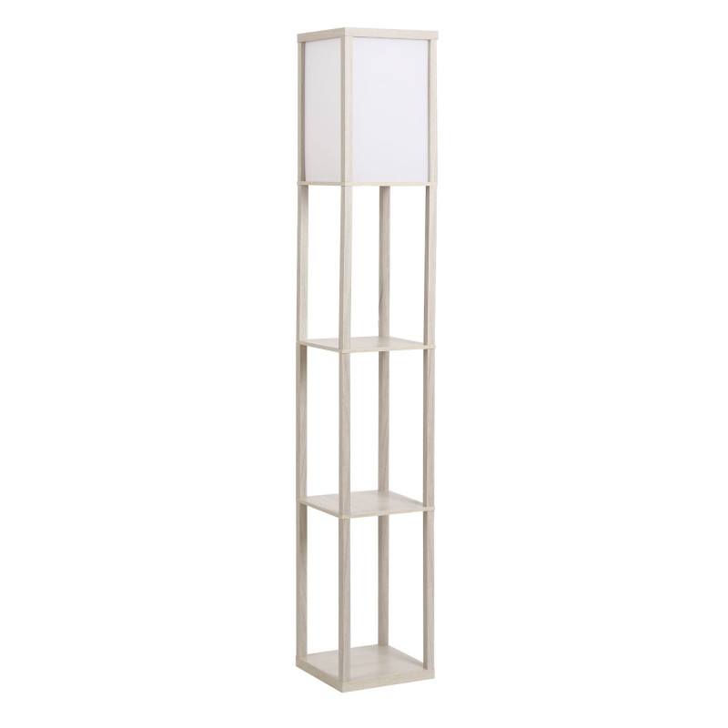 Riiulitega puidust põrandalamp 26 × 26 × 160 cm, pirnita