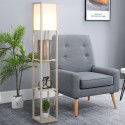 Riiulitega puidust põrandalamp 26 × 26 × 160 cm, pirnita
