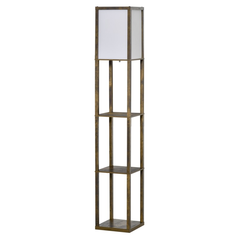 Riiulitega puidust põrandalamp 26 × 26 × 160 cm, pirnita