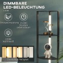 Dimitatav LED-põrandalamp 4 riiuliga, soe valge valgus, must