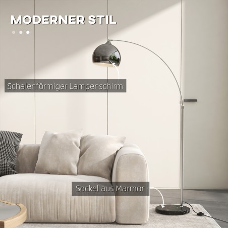 Reguleeritava kõrgusega kaarlamp jalglüliti ja marmoriimitatsiooniga alusega
