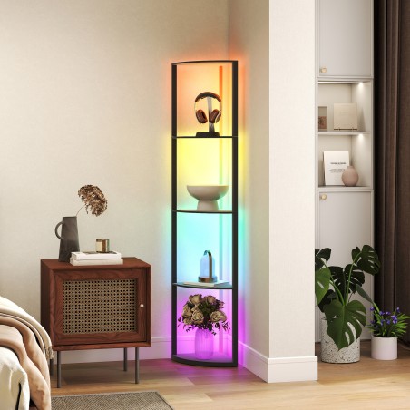 Reguleeritava heledusega LED-põrandalamp riiuli ja RGB-valgusega