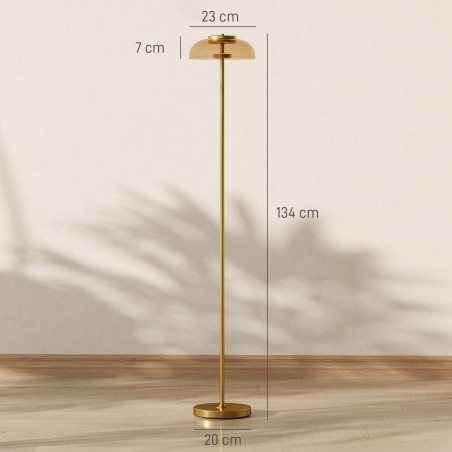 LED-põrandalamp sooja 3000 K valguse ja jalglülitiga, 25 × 25 × 134 cm, messing