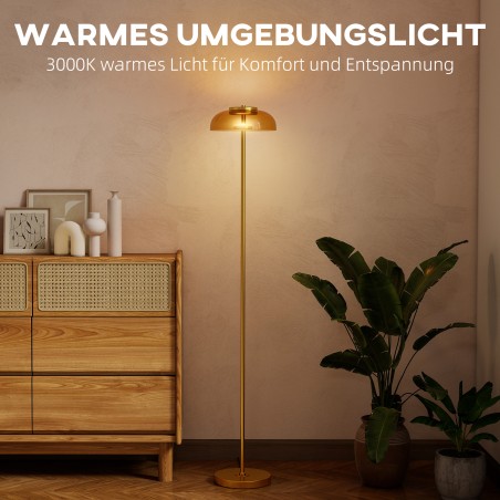 LED-põrandalamp sooja 3000 K valguse ja jalglülitiga, 25 × 25 × 134 cm, messing
