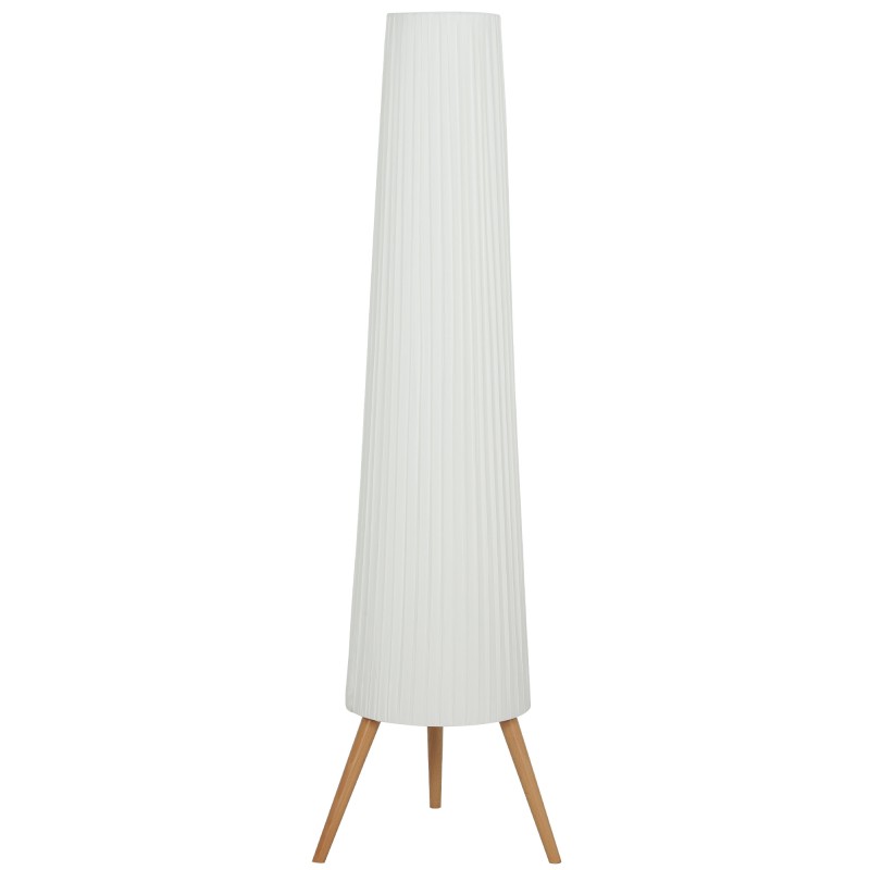Valge LED-põrandalamp puidust statiivi ja jalglülitiga, 46 × 46 × 153 cm