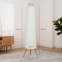 Valge LED-põrandalamp puidust statiivi ja jalglülitiga, 46 × 46 × 153 cm