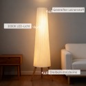 Valge LED-põrandalamp puidust statiivi ja jalglülitiga, 46 × 46 × 153 cm