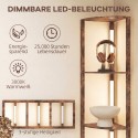 LED-põrandalamp riiulitega, 5-astmeliselt hämardatav, pruun