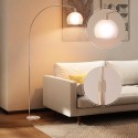 Kaarduva varju, jalglüliti ja marmorist alusega põrandalamp, valge