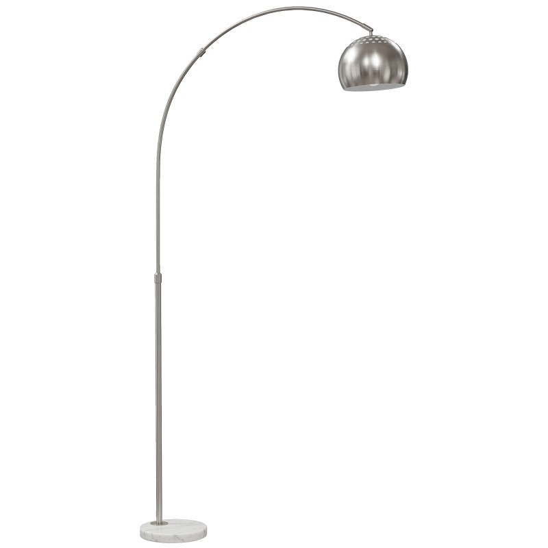 Kaarekujuline põrandalamp marmorist alusega, 167 cm, hõbedane