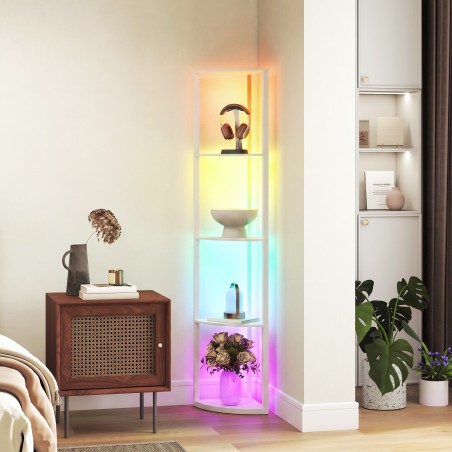 Reguleeritava heledusega LED-põrandalamp riiuli ja RGB-valgusega