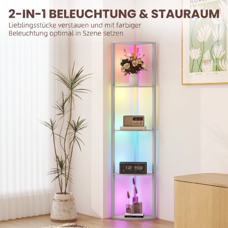 Reguleeritava heledusega LED-põrandalamp riiuli ja RGB-valgusega