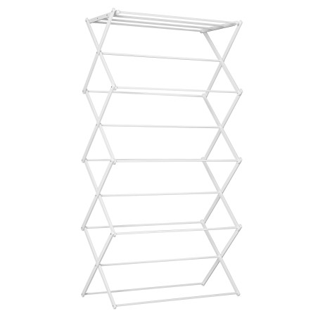 Kokkupandav 8-tasandiline pesurest, metall ja plast, valge, 74 × 35 × 144 cm