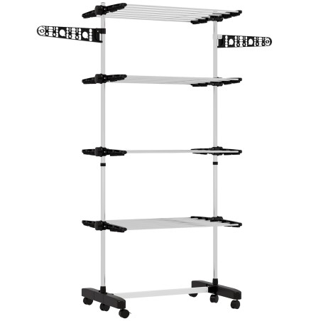 Riideõhutus 5 taset, kokkupandav, ühe klõpsuga süsteem, 142 cm x 55 cm x 1 72 cm, must + hõbe