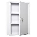 Lukustatav metallist ravimikapp 3 riiuliga, 40 × 18 × 60 cm, valge