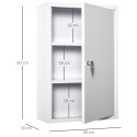 Lukustatav metallist ravimikapp 3 riiuliga, 40 × 18 × 60 cm, valge