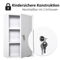 Lukustatav metallist ravimikapp 3 riiuliga, 40 × 18 × 60 cm, valge
