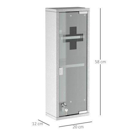 Lukustatav roostevabast terasest ravimikapp, 3 riiulit, 20 × 12 × 58 cm