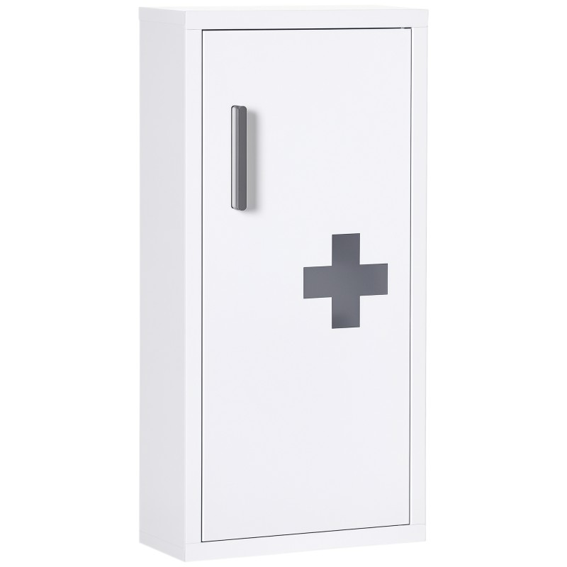 Lukustatav terasest ravimikapp magnetsulguri ja ristiga, valge, 30 × 12 × 60 cm
