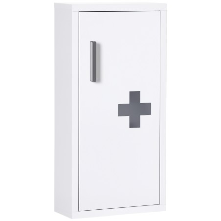 Lukustatav terasest ravimikapp magnetsulguri ja ristiga, valge, 30 × 12 × 60 cm
