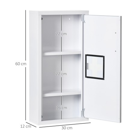 Lukustatav terasest ravimikapp magnetsulguri ja ristiga, valge, 30 × 12 × 60 cm