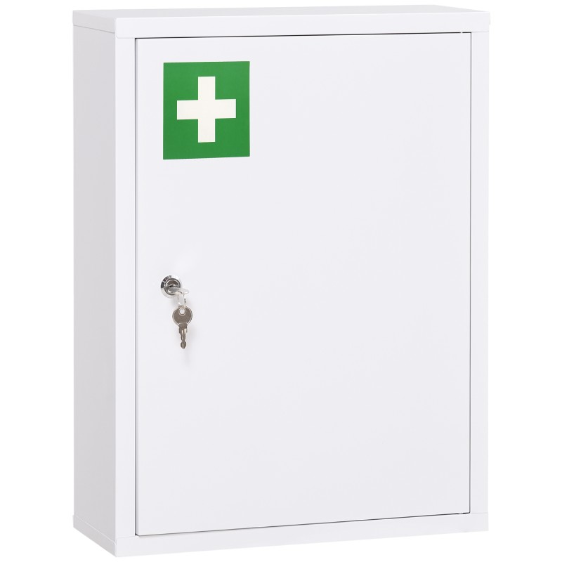 Lukustatav terasest meditsiinikapp kolme sektsiooniga, valge, 40 × 15 × 53,5 cm