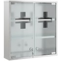 Lukustatav ravimikapp klaasukse ja 6 riiuliga, 2 võtmega, 48 × 46 × 12 cm, hõbedane