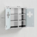 Lukustatav ravimikapp klaasukse ja 6 riiuliga, 2 võtmega, 48 × 46 × 12 cm, hõbedane