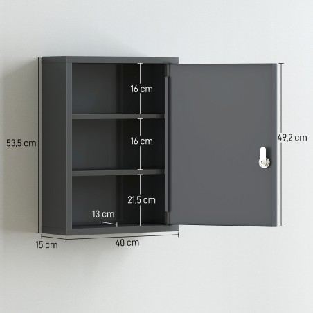 Seinale paigaldatav lukustatav terasest ravimikapp 40 × 15 × 53,5 cm