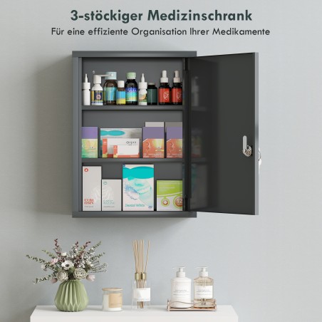 Seinale paigaldatav lukustatav terasest ravimikapp 40 × 15 × 53,5 cm