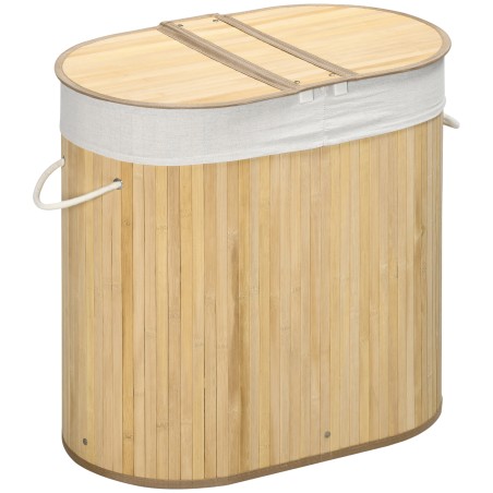 Pesukorv 100 l eemaldatava pesupingiga, 62,5 × 37 × 60,5 cm, naturaalne ja valge