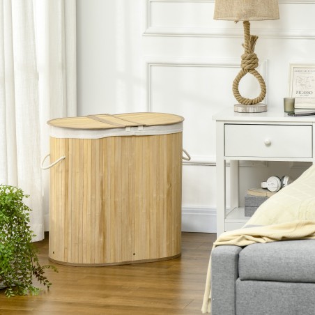 Pesukorv 100 l eemaldatava pesupingiga, 62,5 × 37 × 60,5 cm, naturaalne ja valge