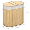 Pesukorv 100 l eemaldatava pesupingiga, 62,5 × 37 × 60,5 cm, naturaalne ja valge