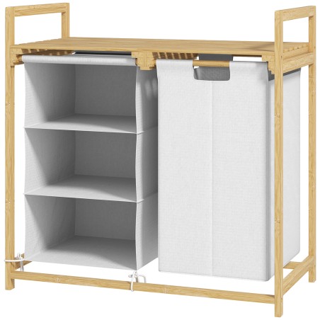 Bambusest pesukorv riidest sahtli ja pesukotiga, 70 × 36 × 70 cm