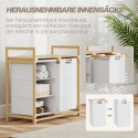 Bambusest pesukorv riidest sahtli ja pesukotiga, 70 × 36 × 70 cm