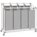 4 kambriga pesukorv ratastel, eemaldatav pesukott, 160 l, hall