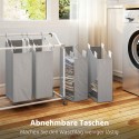 4 kambriga pesukorv ratastel, eemaldatav pesukott, 160 l, hall