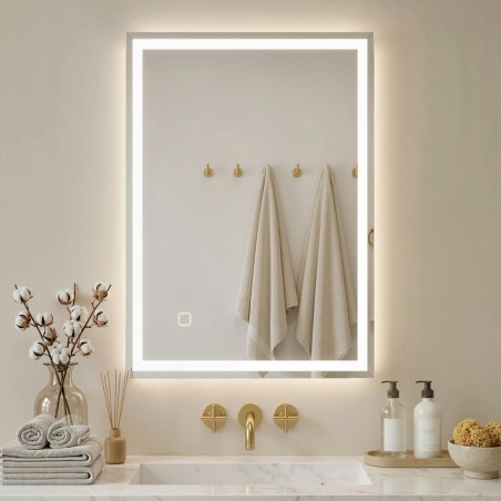LED-valgustusega vannitoa seinapeegel puutelülitiga, valge