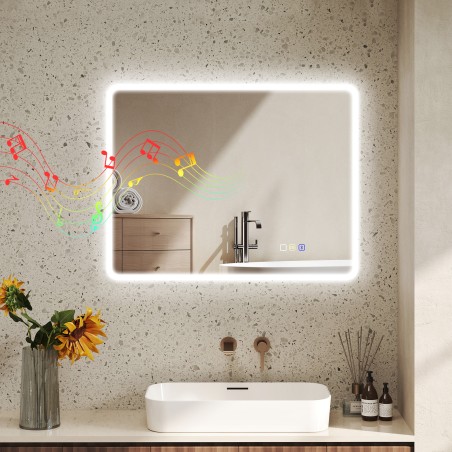 LED Bluetoothiga vannitoapeegel puutetundliku lüliti ja 3 valgusvärviga, 70 × 90 cm