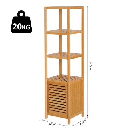 Eraldiseisev vannitoakapp lamelluksega, 3 riiulit, 36 × 33 × 140 cm